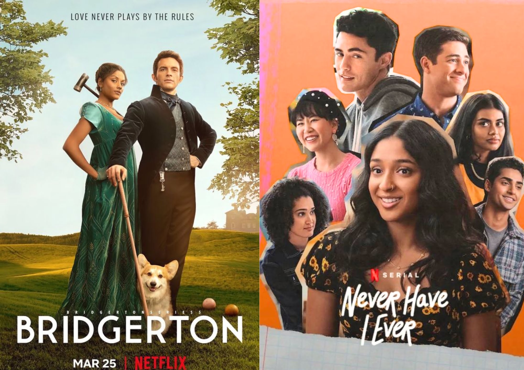 Simone Ashley and Maitreyi Ramakrishnan on Netflix