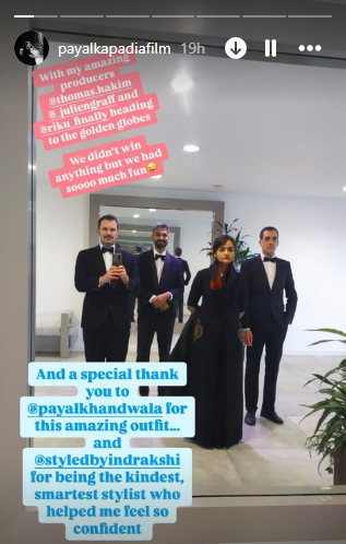 Payal Kapadia at the Golden Globes 